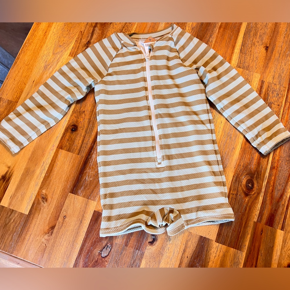 Striped Tan and Cream Long Sleeve Top